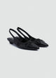 Ruched Strap Kitten Heels - Faux Leather - Black