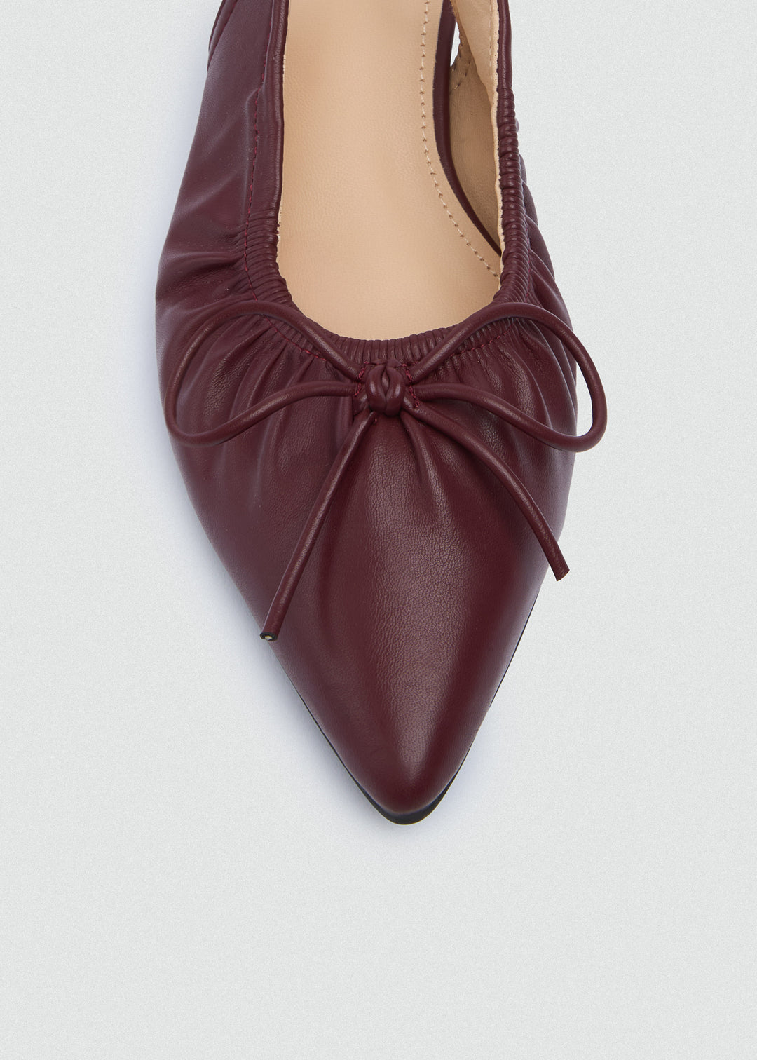 Ruched Strap Kitten Heels - Faux Leather - Maroon