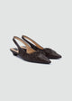 Ruched Strap Kitten Heels - Faux Leather - Brown