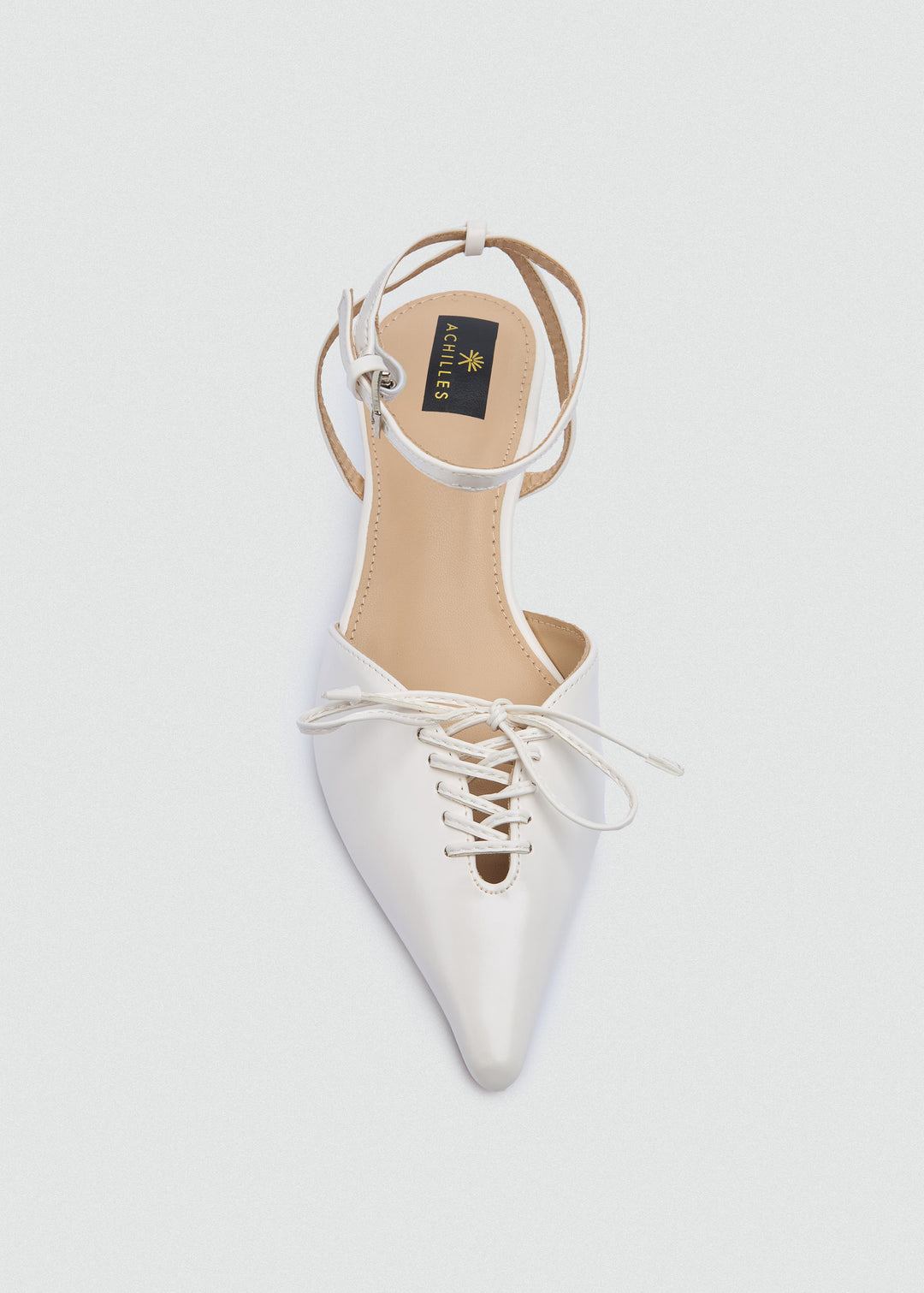 Strappy Lace-Up Kitten Heels - Beige