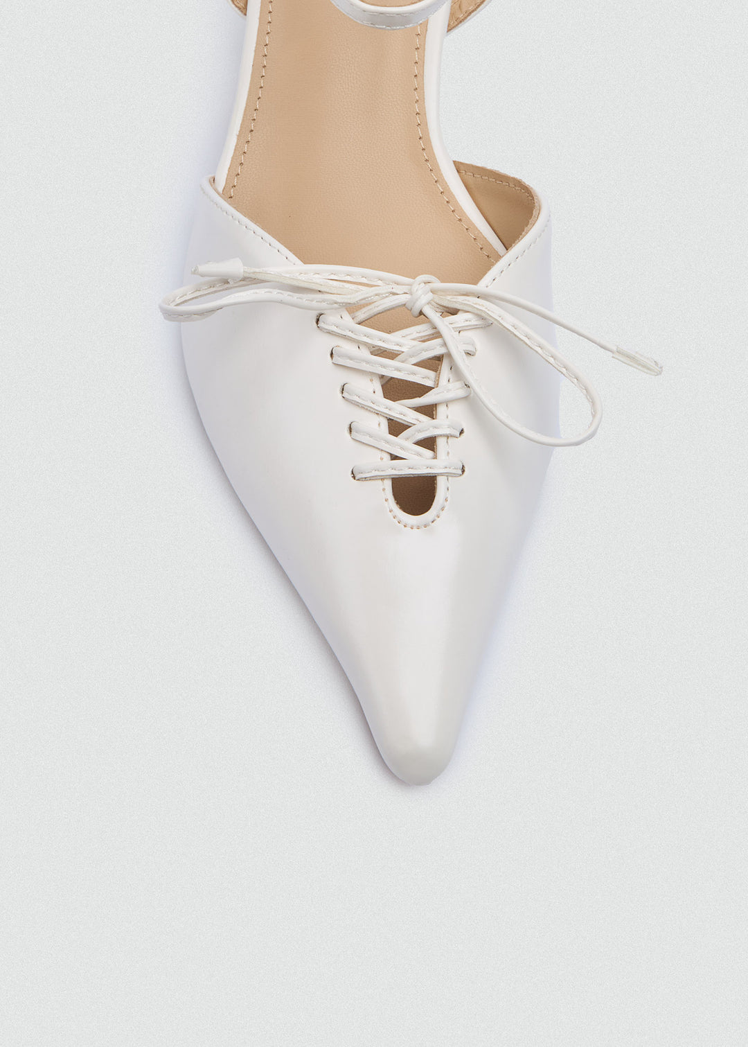 Strappy Lace-Up Kitten Heels - Beige