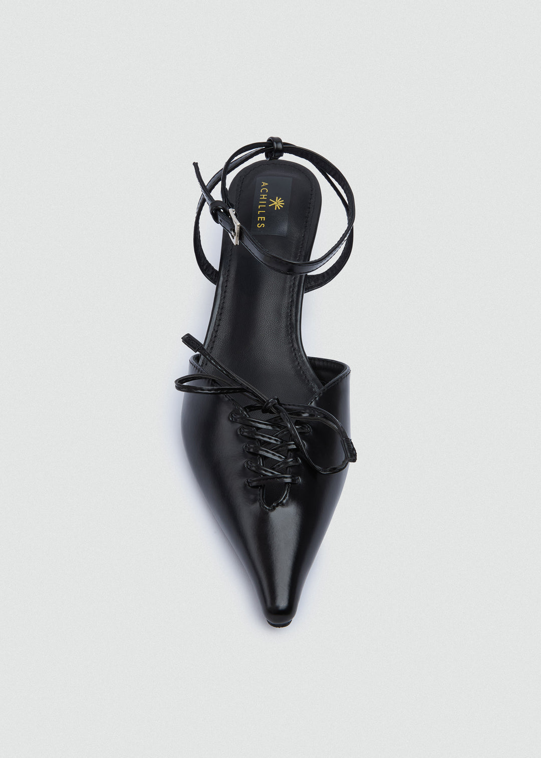 Strappy Lace-Up Kitten Heels - Black