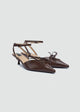 Strappy Lace-Up Kitten Heels - Brown