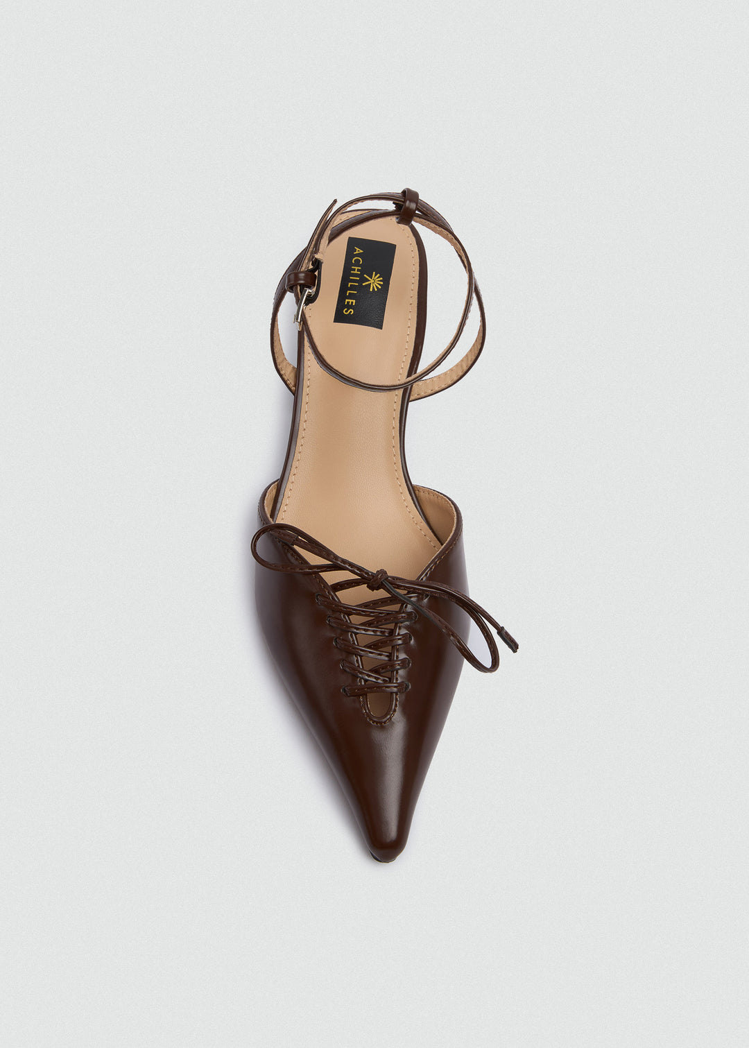 Strappy Lace-Up Kitten Heels - Brown