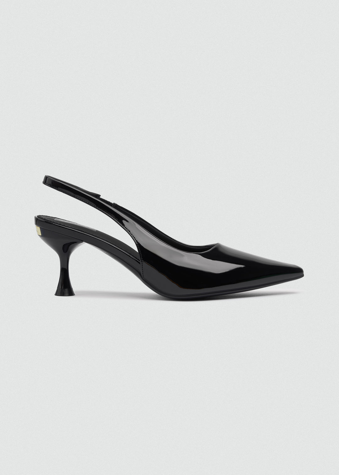 Minimal V-Cut Slingback Kitten Heels - Black