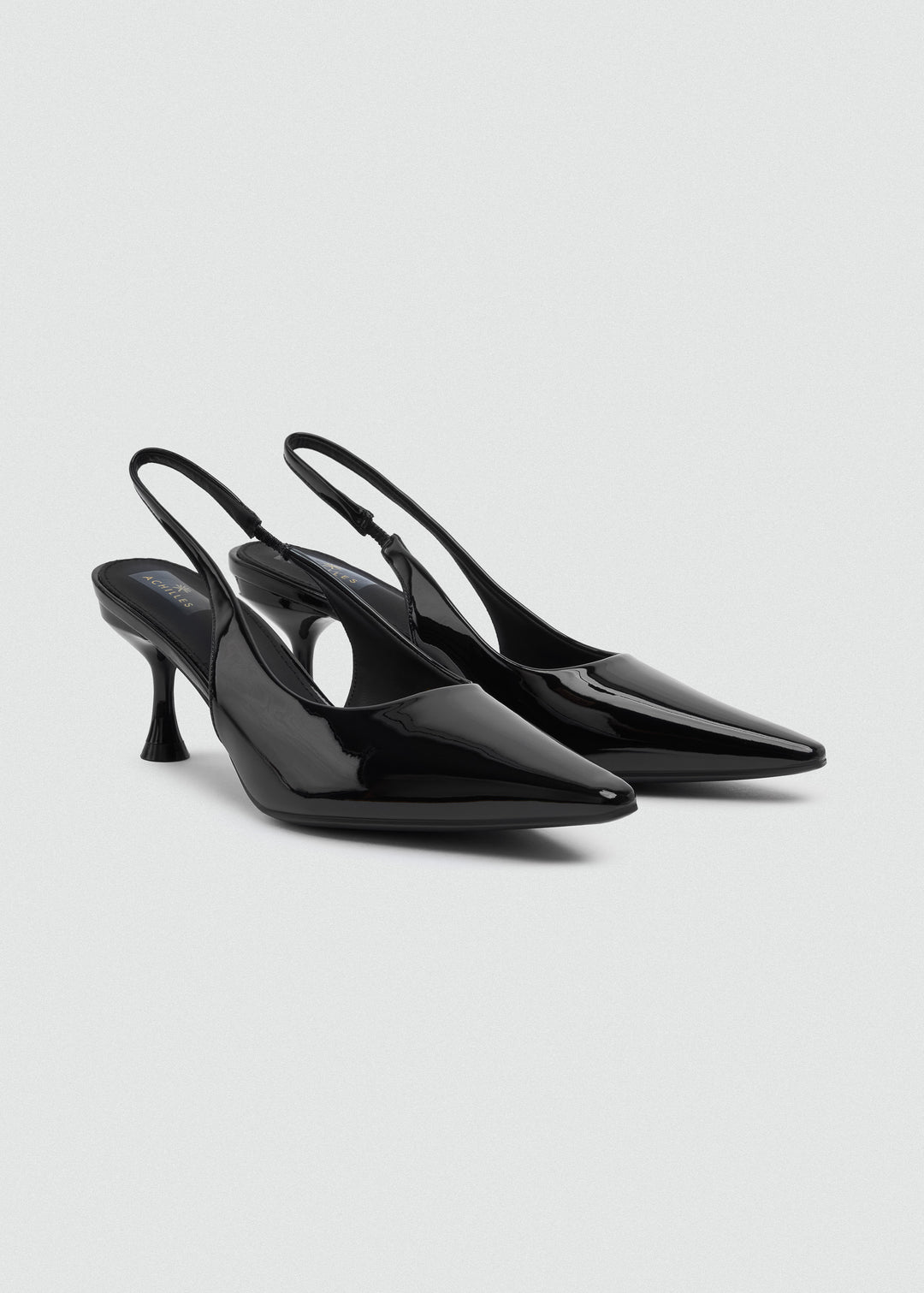 Minimal V-Cut Slingback Kitten Heels - Black