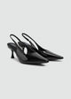 Minimal V-Cut Slingback Kitten Heels - Black