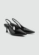 Pointed Slingback Kitten Heels - Patent Leather - Black