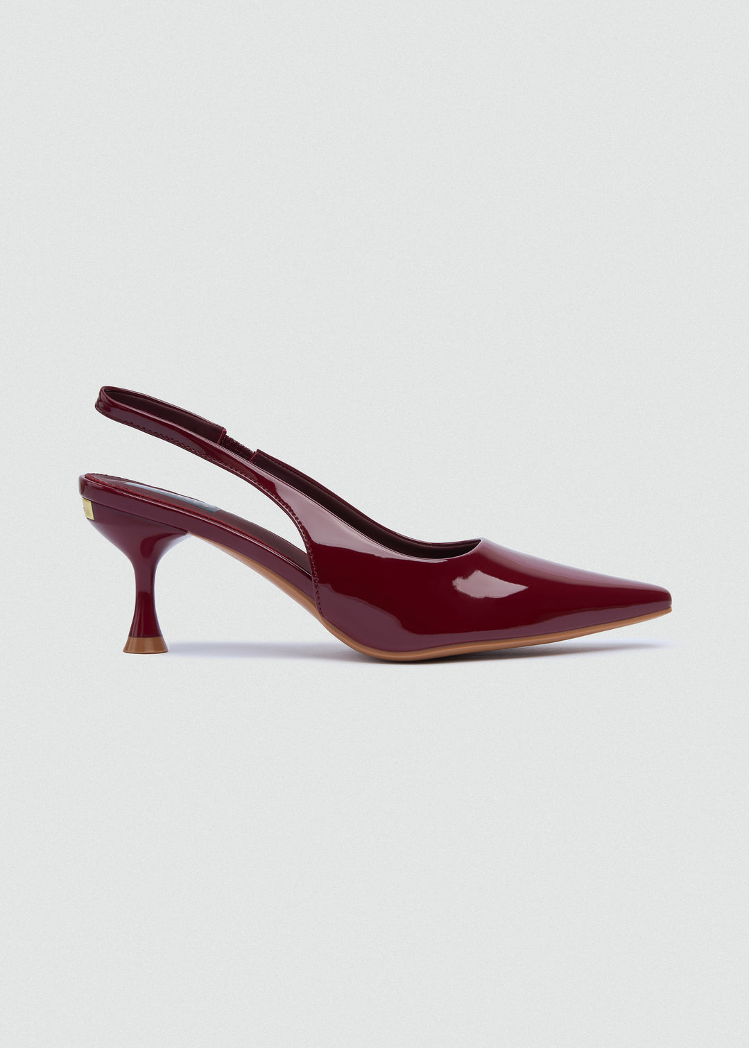 Minimal V-Cut Slingback Kitten Heels - Maroon