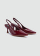 Minimal V-Cut Slingback Kitten Heels - Maroon