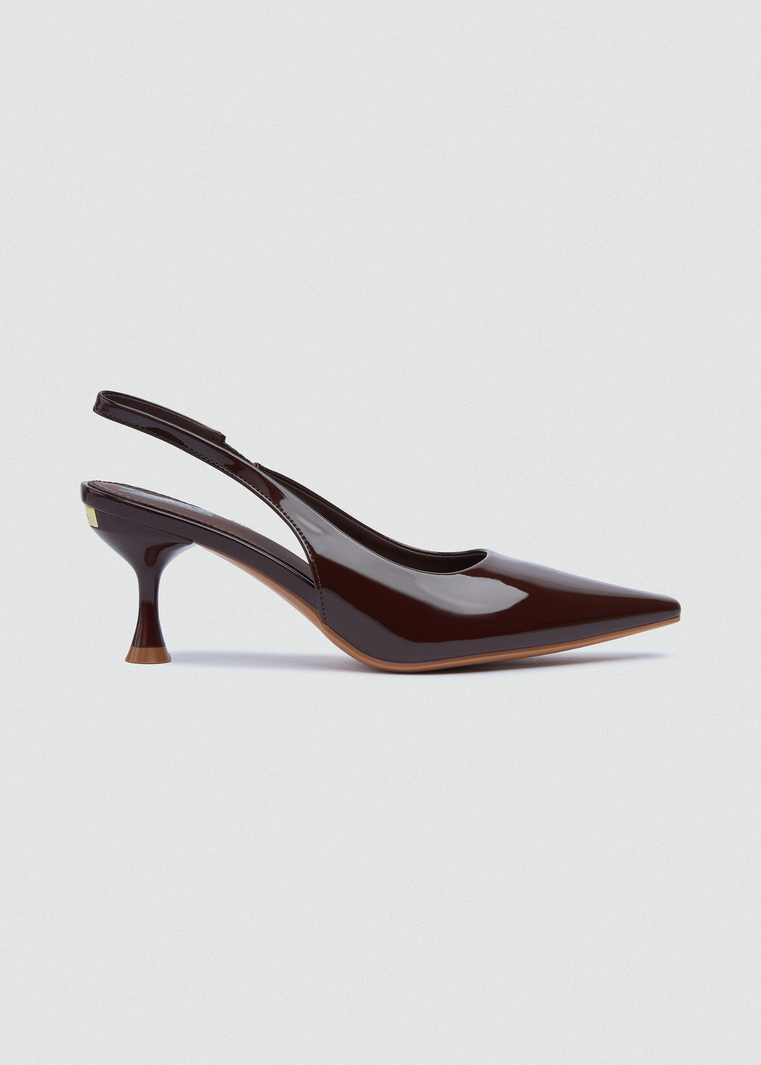 Minimal V-Cut Slingback Kitten Heels - Brown