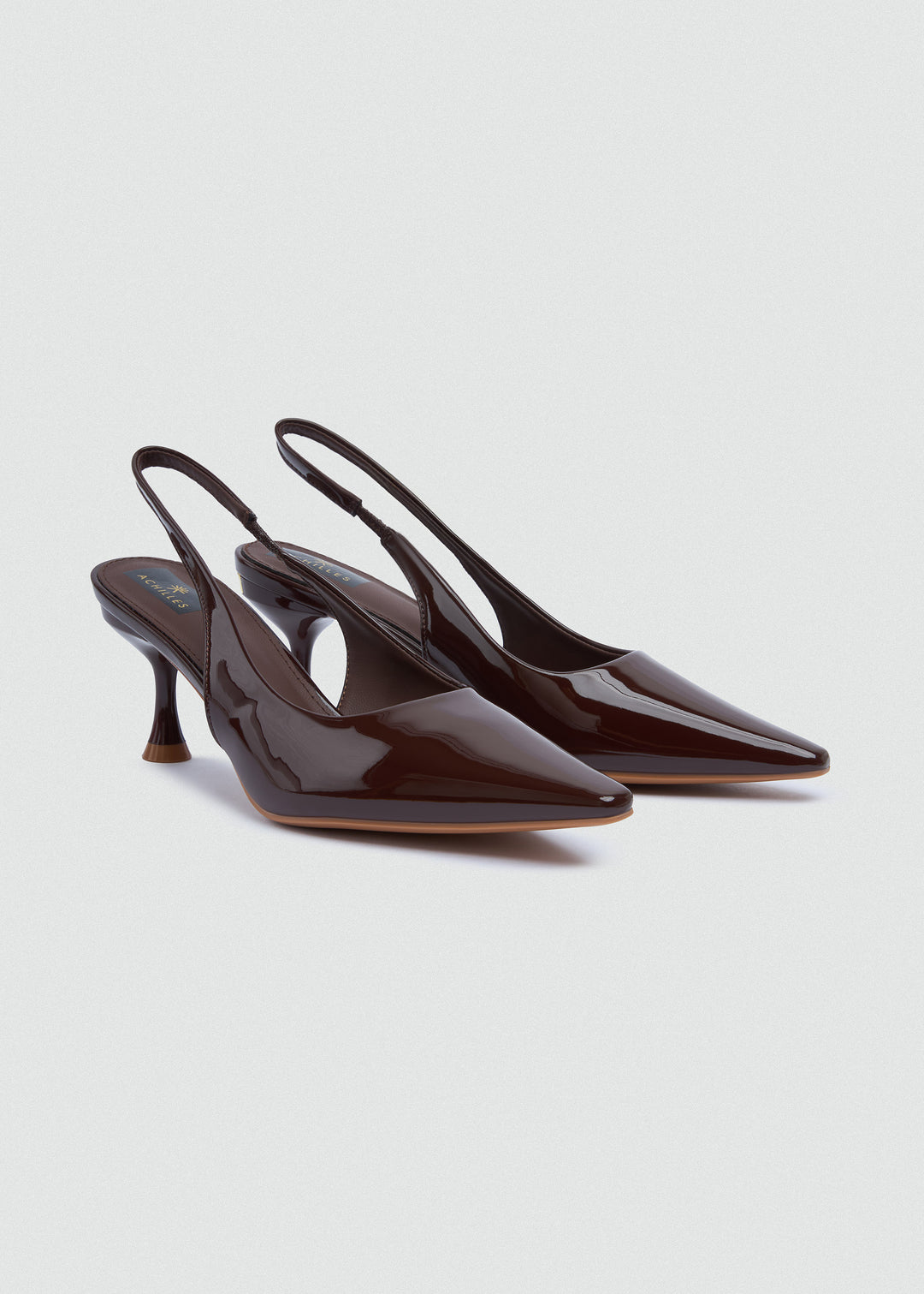 Minimal V-Cut Slingback Kitten Heels - Brown