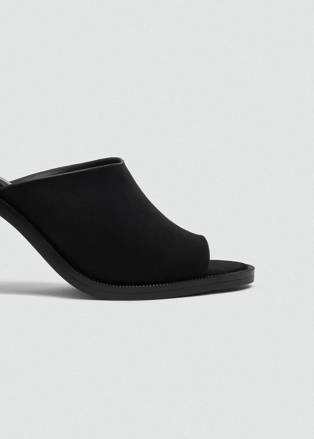 Platform Open-Toe Mules - Faux Suede - Black