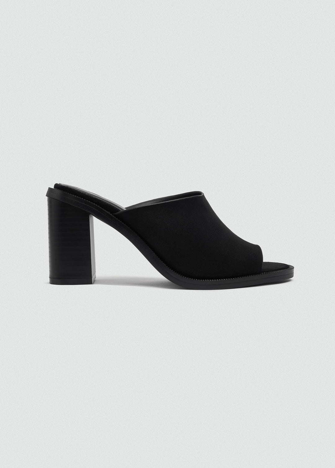 Platform Open-Toe Mules - Faux Suede - Black