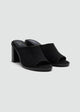 Platform Open-Toe Mules - Faux Suede - Black