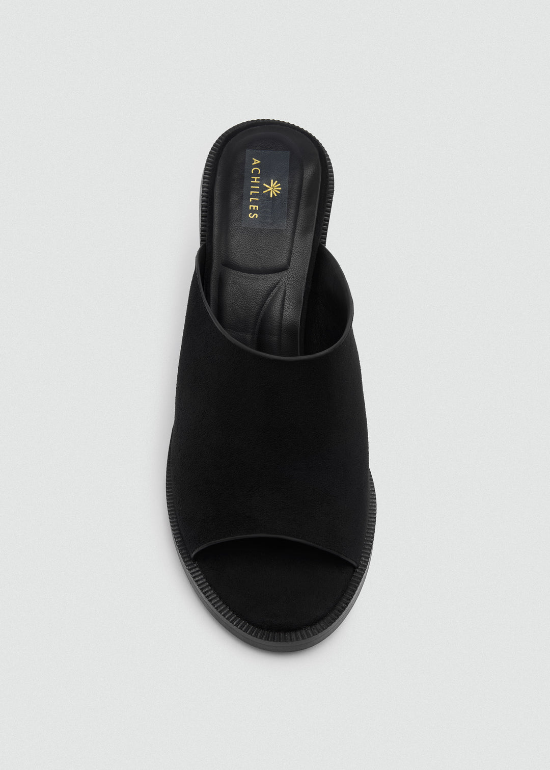Platform Open-Toe Mules - Faux Suede - Black