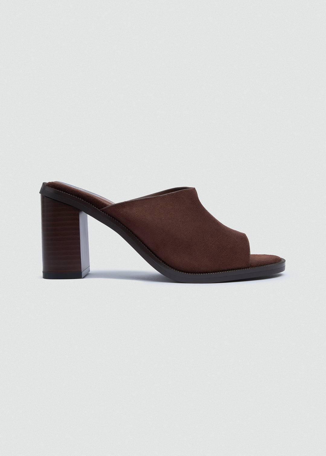 Platform Open-Toe Mules - Faux Suede - Brown