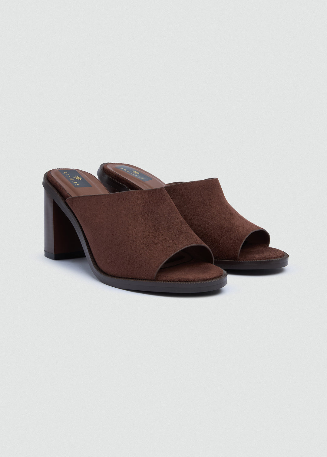Platform Open-Toe Mules - Faux Suede - Brown