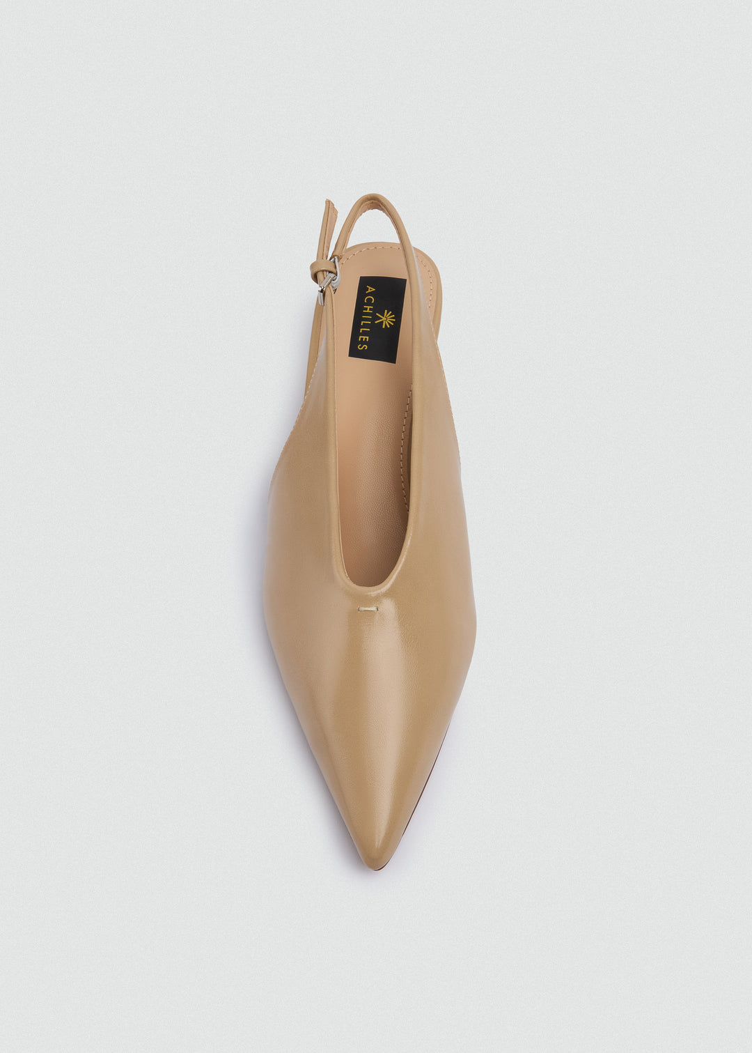 Pointed Slingback Kitten Heels - Patent Leather - Beige
