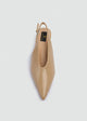Pointed Slingback Kitten Heels - Patent Leather - Beige