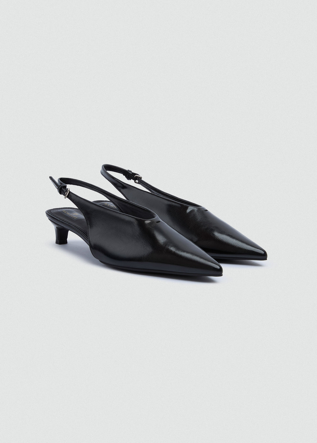 Minimal V-Cut Slingback Kitten Heels - Black
