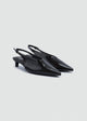 Pointed Slingback Kitten Heels - Patent Leather - Black