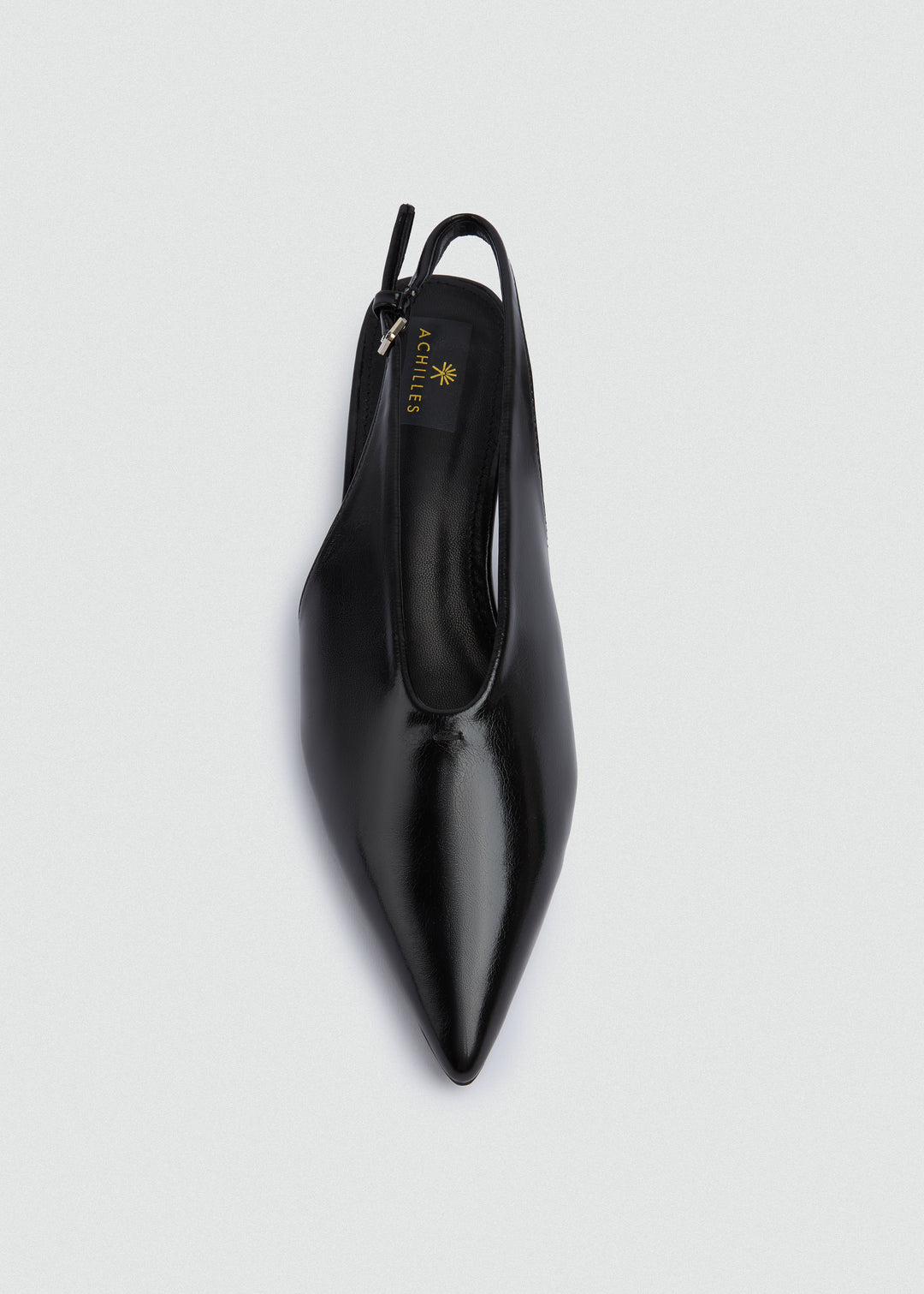 Pointed Slingback Kitten Heels - Patent Leather - Black