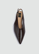 Pointed Slingback Kitten Heels - Patent Leather - Brown
