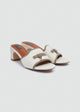 One-Band Block Heel Sandals - Brushed Denim - Beige-Grey
