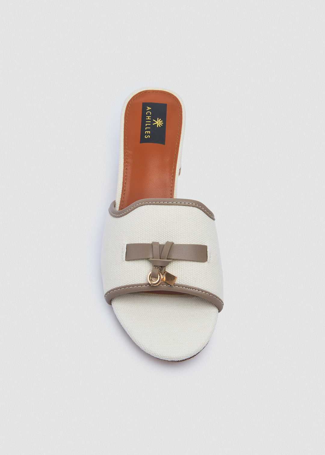 One-Band Block Heel Sandals - Brushed Denim - Beige-Grey