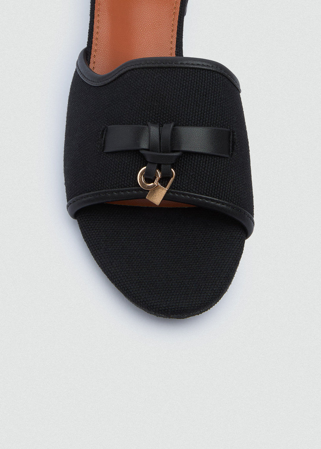 One-Band Block Heel Sandals - Brushed Denim - Black