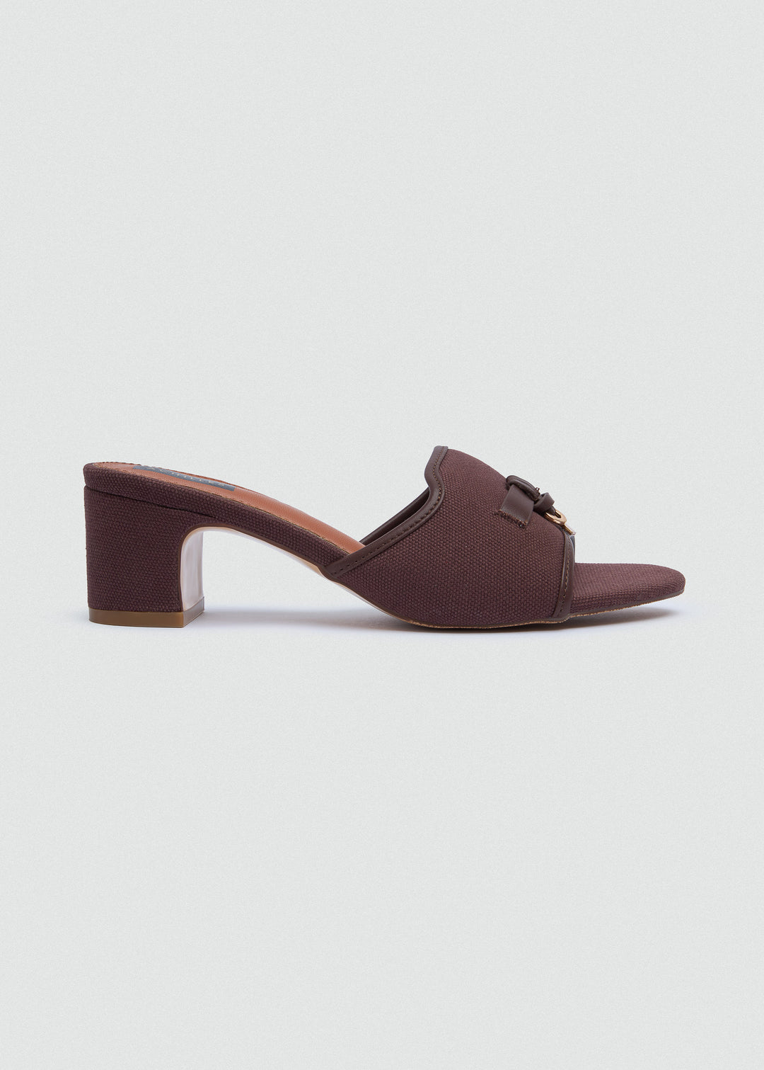 One-Band Block Heel Sandals - Brushed Denim - Dark Brown