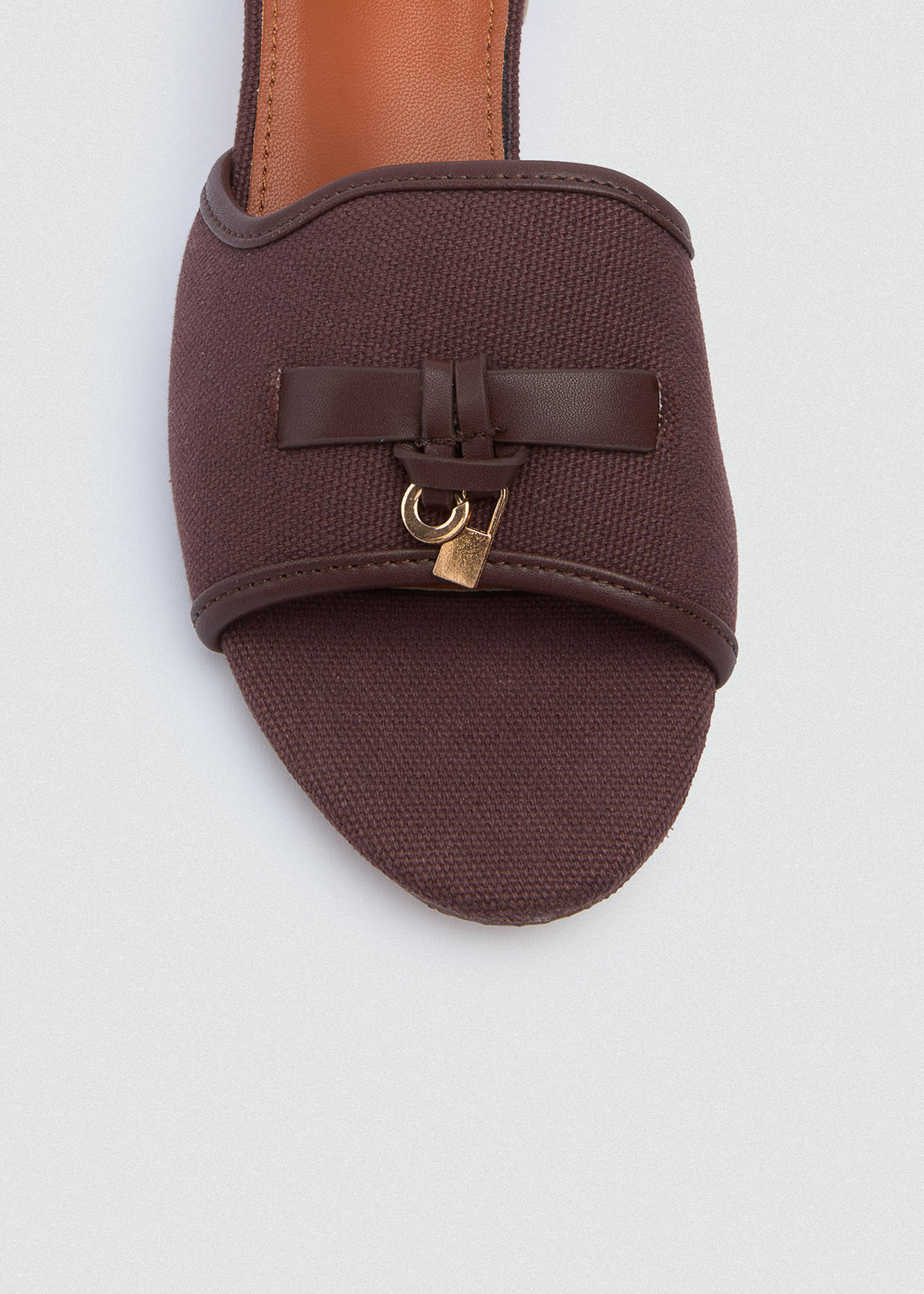 One-Band Block Heel Sandals - Brushed Denim - Dark Brown