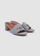 One-Band Block Heel Sandals - Brushed Denim - Grey