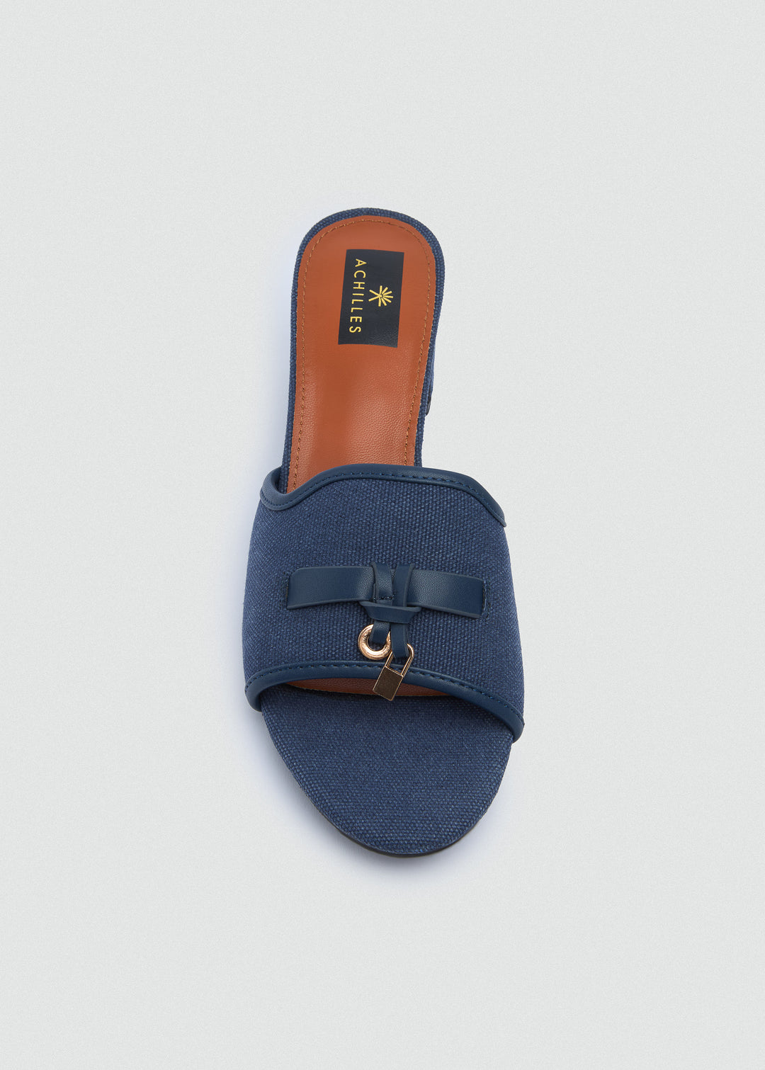 One-Band Block Heel Sandals - Brushed Denim - Navy Blue