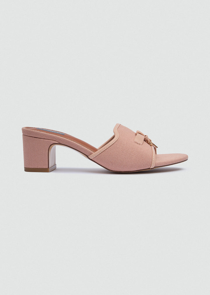 One-Band Block Heel Sandals - Brushed Denim - Rose Pink