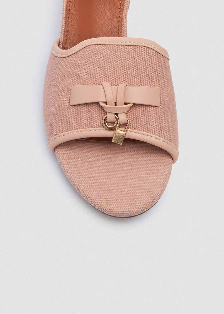 One-Band Block Heel Sandals - Brushed Denim - Rose Pink