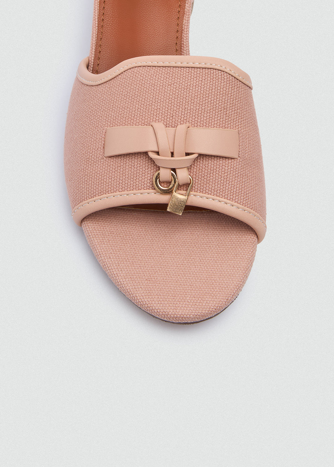One-Band Block Heel Sandals - Brushed Denim - Rose Pink
