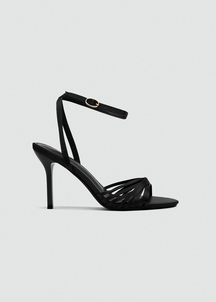 Strappy Evening Sandals - Satin - Black