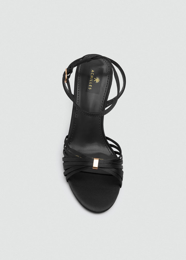 Strappy Evening Sandals - Satin - Black
