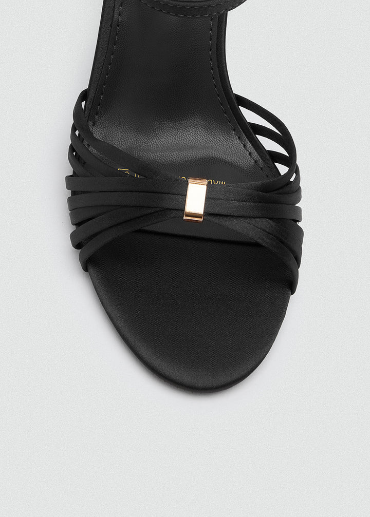 Strappy Evening Sandals - Satin - Black