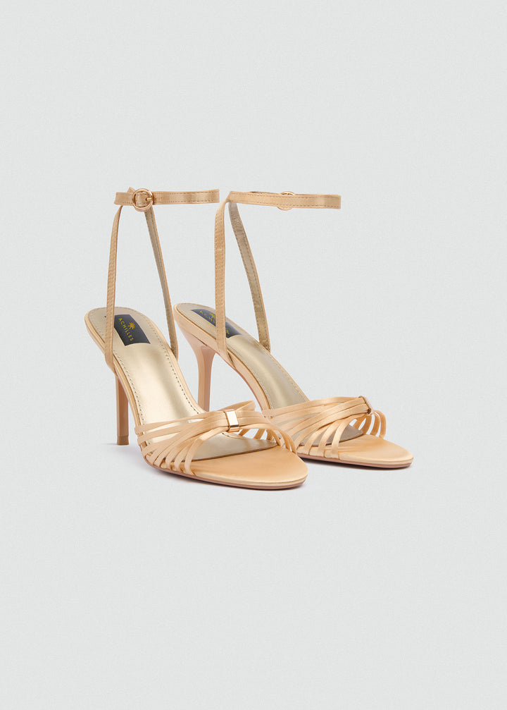 Strappy Evening Sandals - Satin - Gold