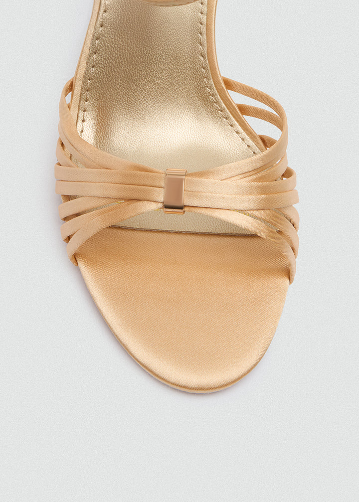 Strappy Evening Sandals - Satin - Gold