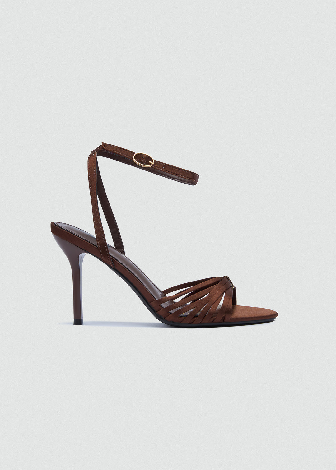 Strappy Evening Sandals - Satin - Brown