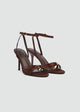 Strappy Evening Sandals - Satin - Brown