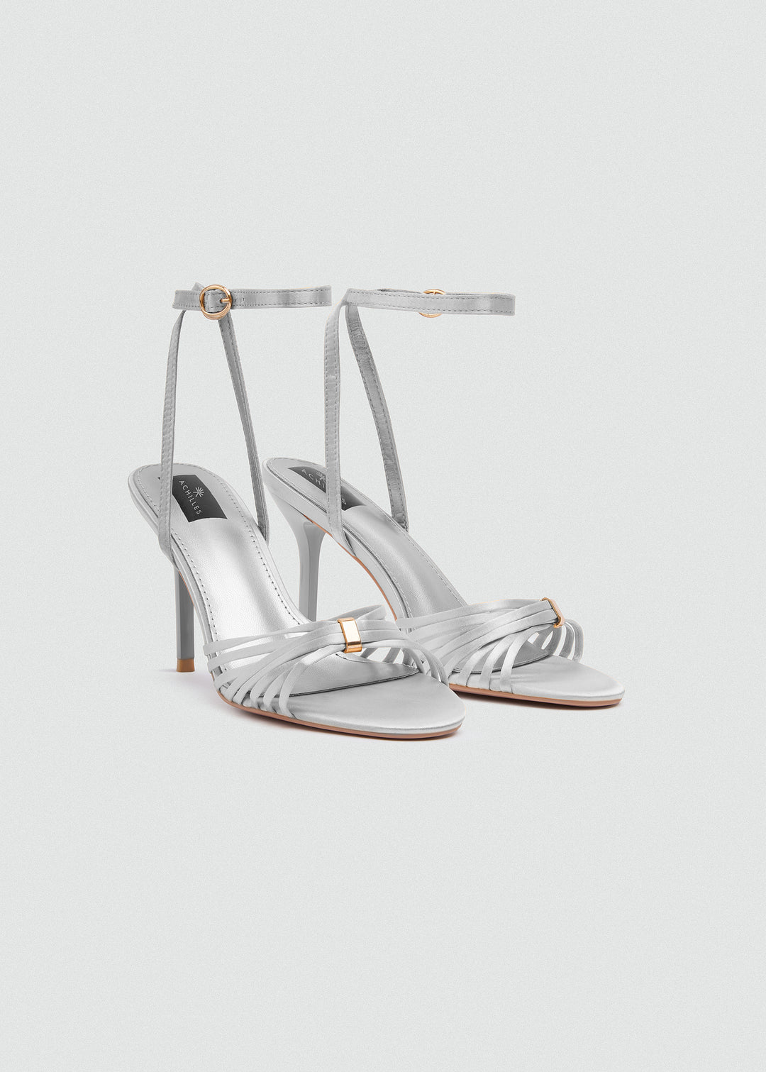 Strappy Evening Sandals - Satin - Silver