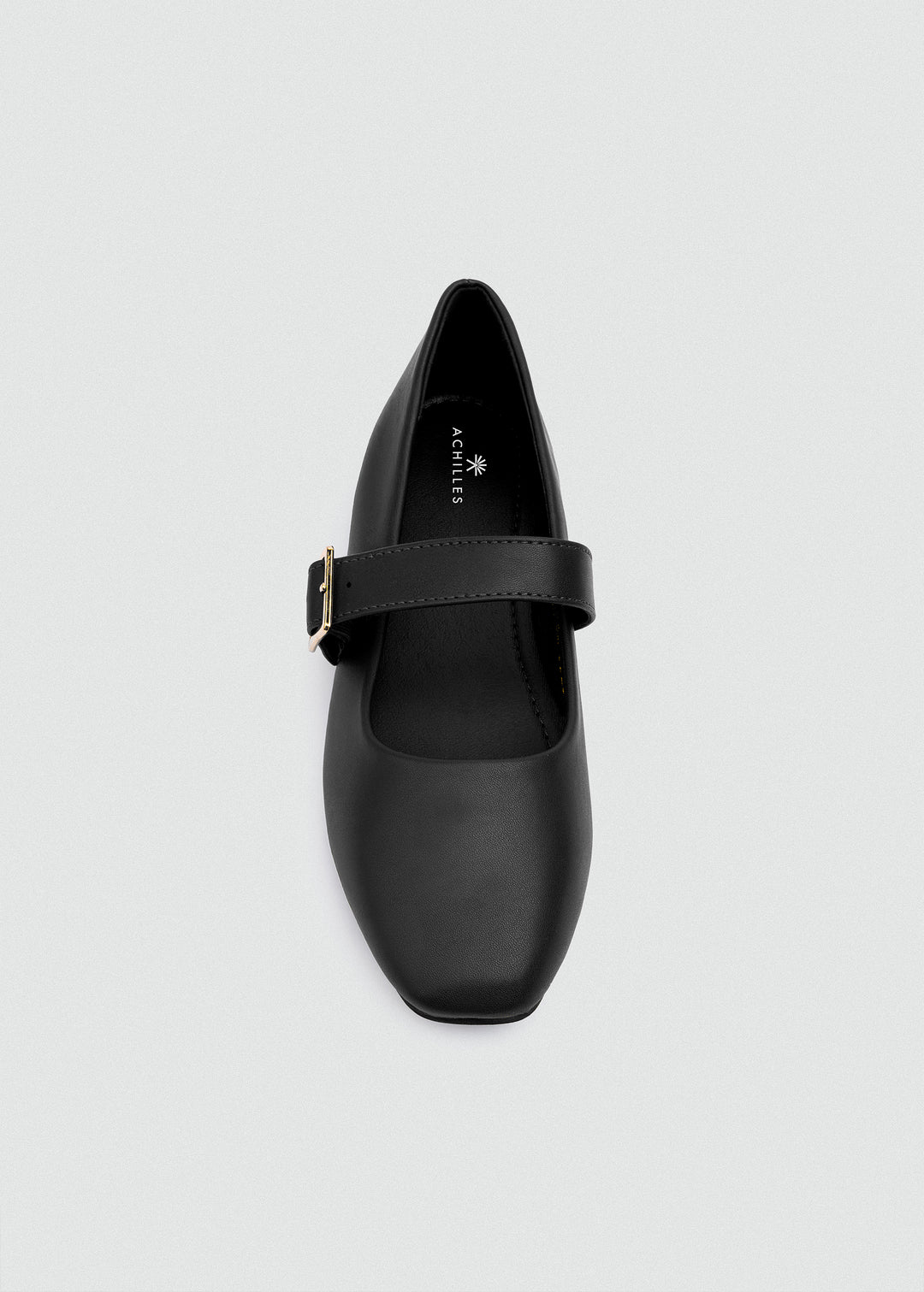 Buckle Strap Mary Jane Flats - Matte Faux Leather - Black