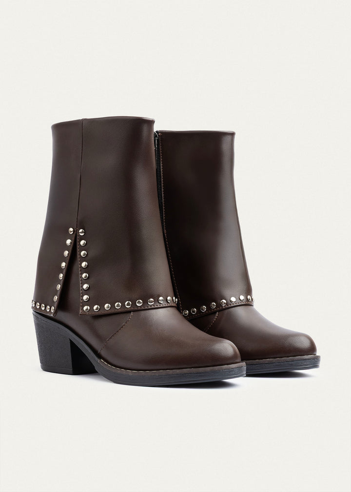 Rodeo Studded Mid Boots | Brown