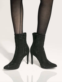 Lookbook - Crystal Elegance Ankle Boots | Black