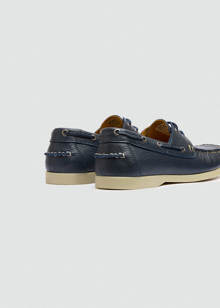 Classic Boat Shoes - Textured Navy Blue - back